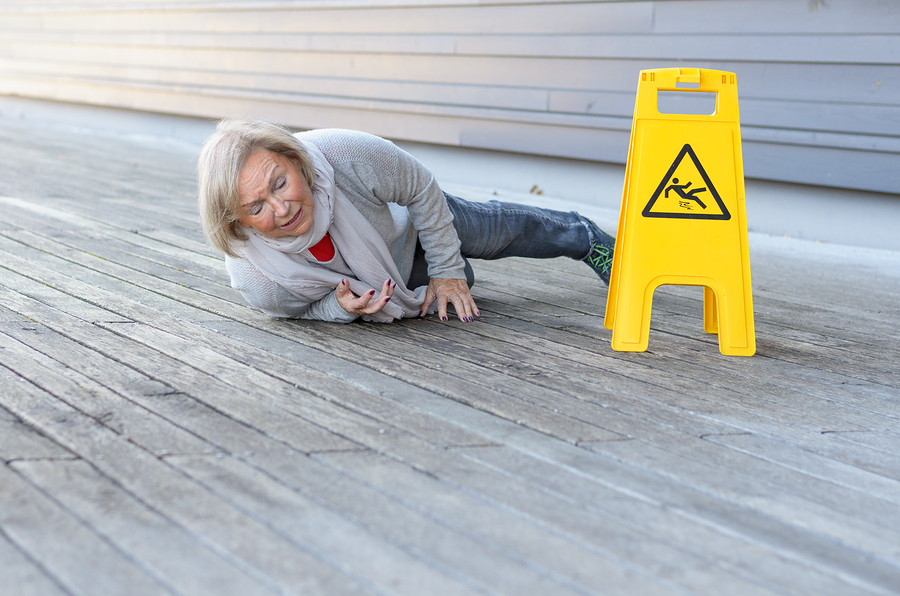 Senior Lady Slipping And Falling On A Wet Surface Slip Fall
